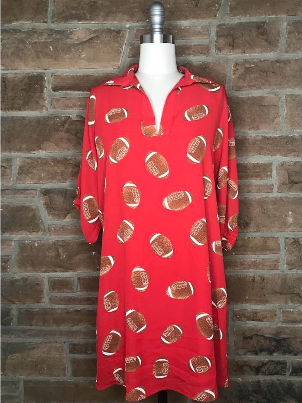 Adrienne Charlotte V-Neck Red Football Dress
